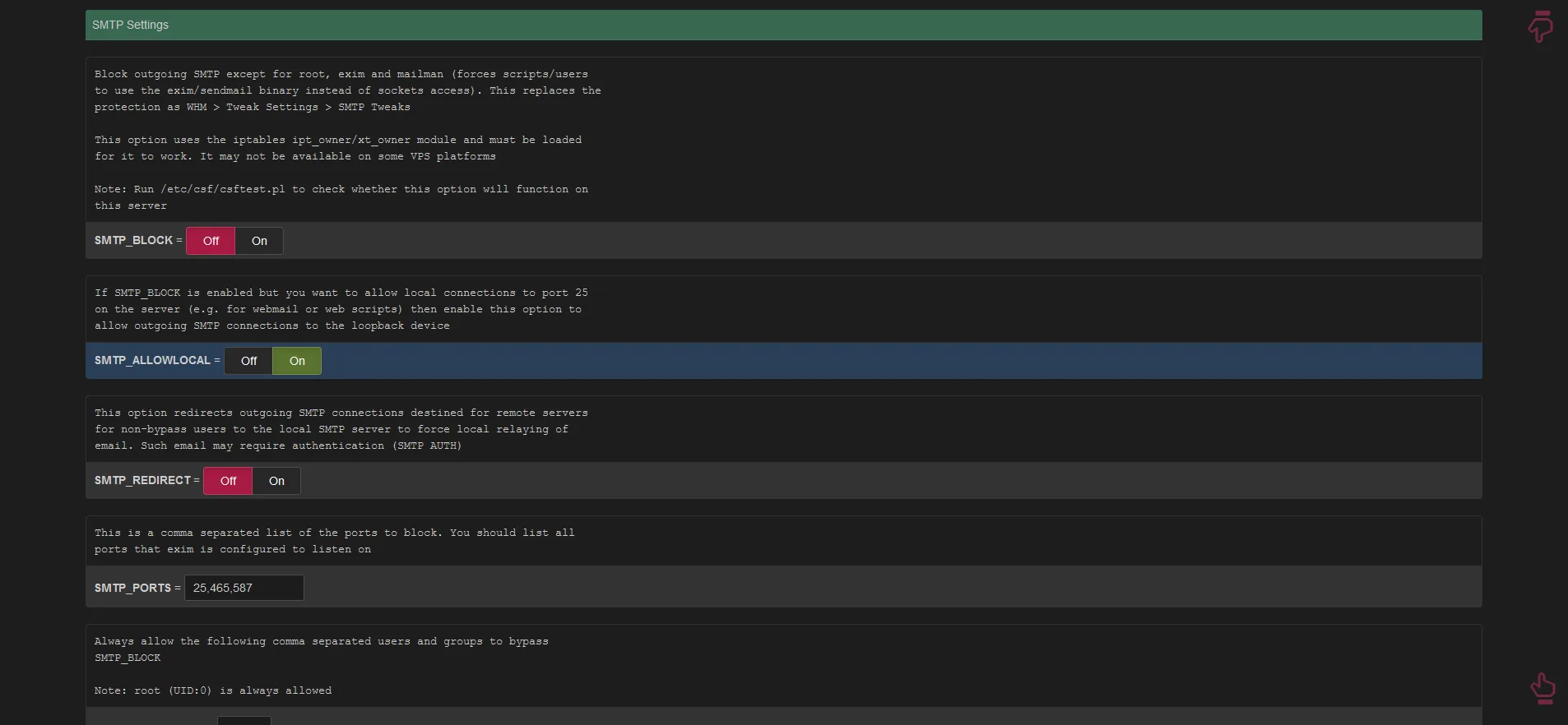 DCSF settings interface compatible with established CSF and LFD administration